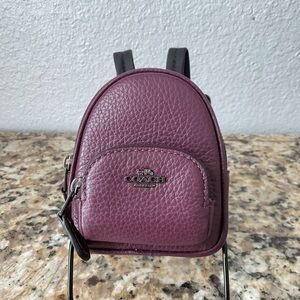 Coach Plum Leather Mini Keychain Backpack